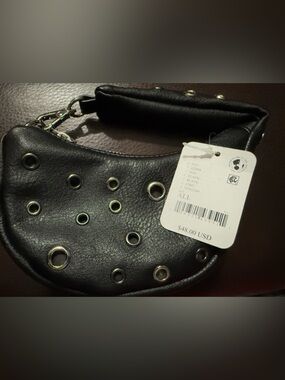 Free People Black Grommet Wristlet Clutch